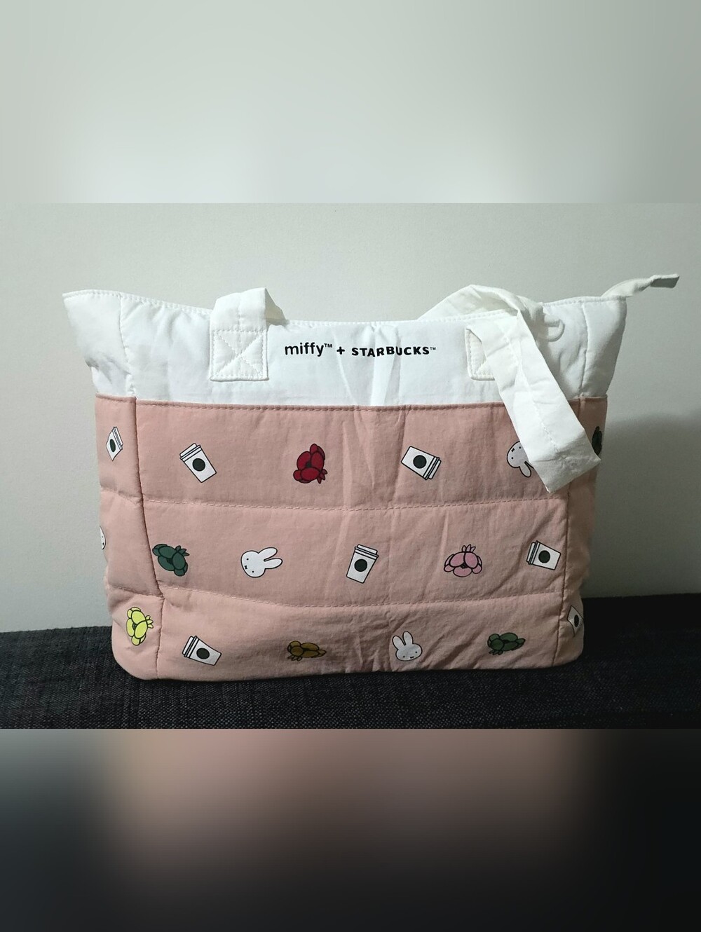 Starbucks x Miffy Pink and White Quilted Tote Bag